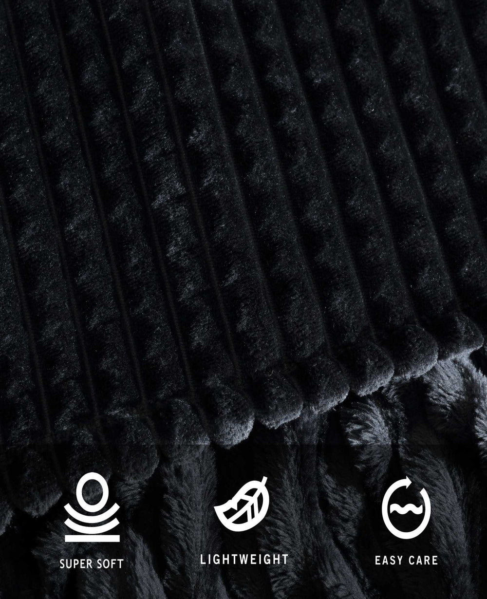 Textured Solid Throw Blanket | Kenneth Cole BLACK