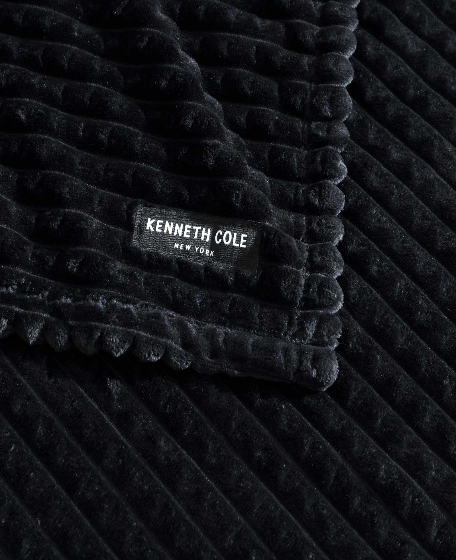 Textured Solid Throw Blanket | Kenneth Cole BLACK
