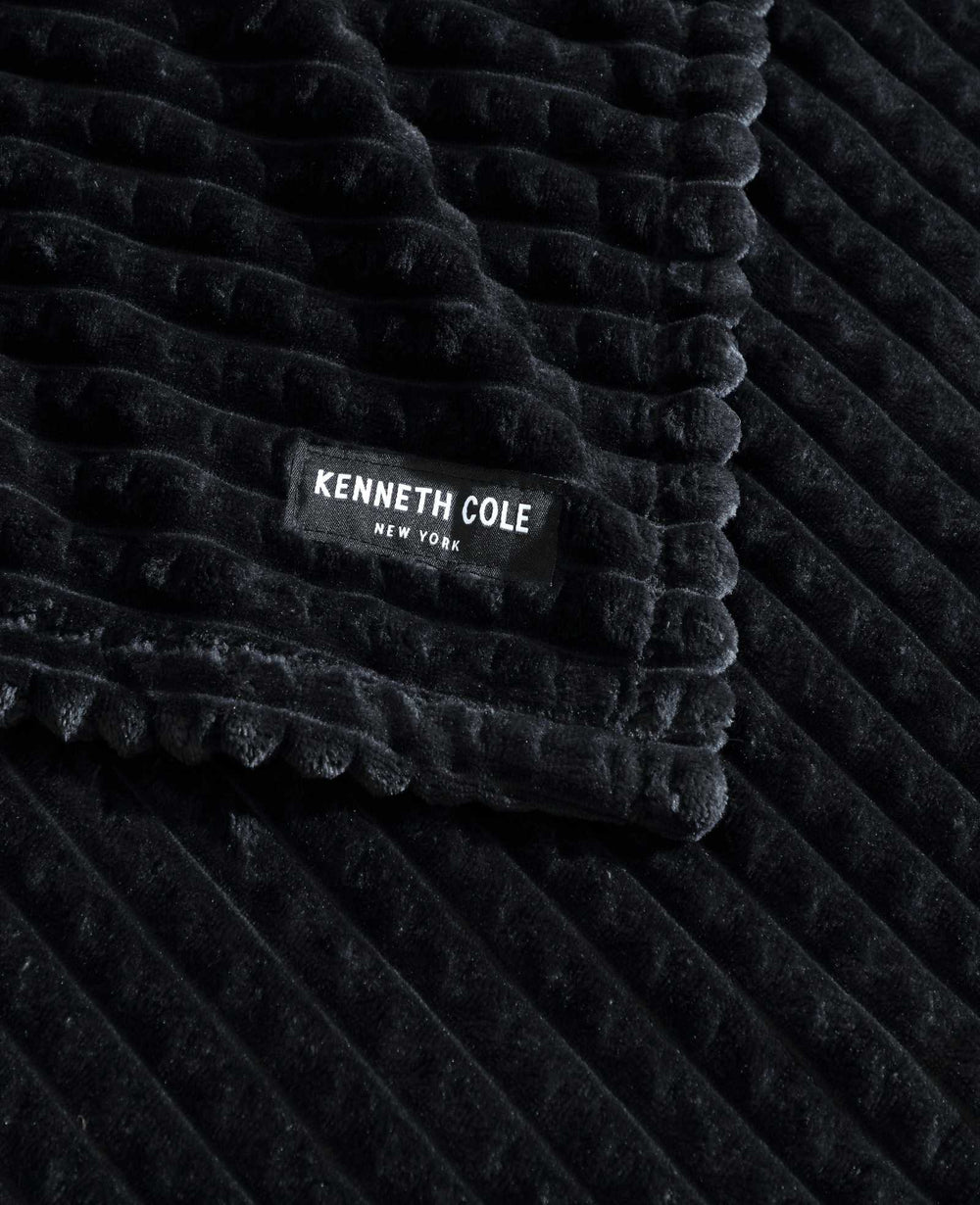 Textured Solid Throw Blanket | Kenneth Cole BLACK