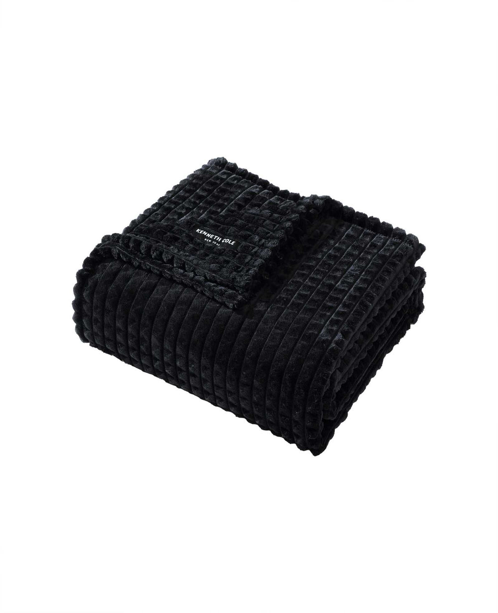 Textured Solid Throw Blanket | Kenneth Cole BLACK