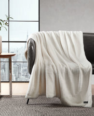 Faux Fur Solid Throw Blanket | Kenneth Cole WHITE