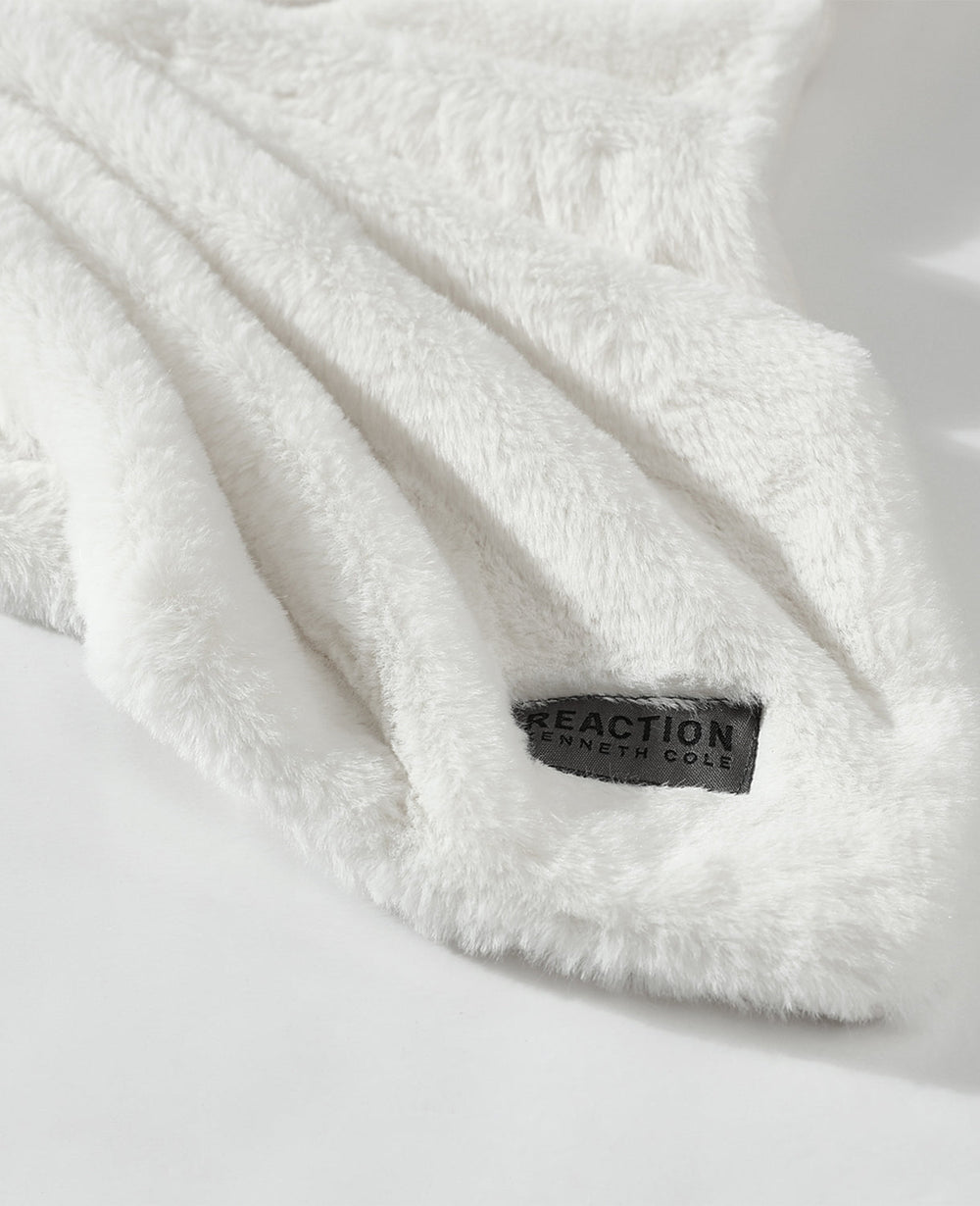 Faux Fur Solid Throw Blanket | Kenneth Cole WHITE