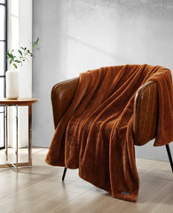 Faux Fur Solid Throw Blanket | Kenneth Cole ORANGE