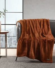 Faux Fur Solid Throw Blanket | Kenneth Cole ORANGE