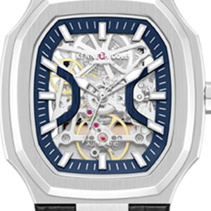 Skeleton Automatic Two-Tone Dial Leather Strap Watch | Kenneth Cole SILVER
