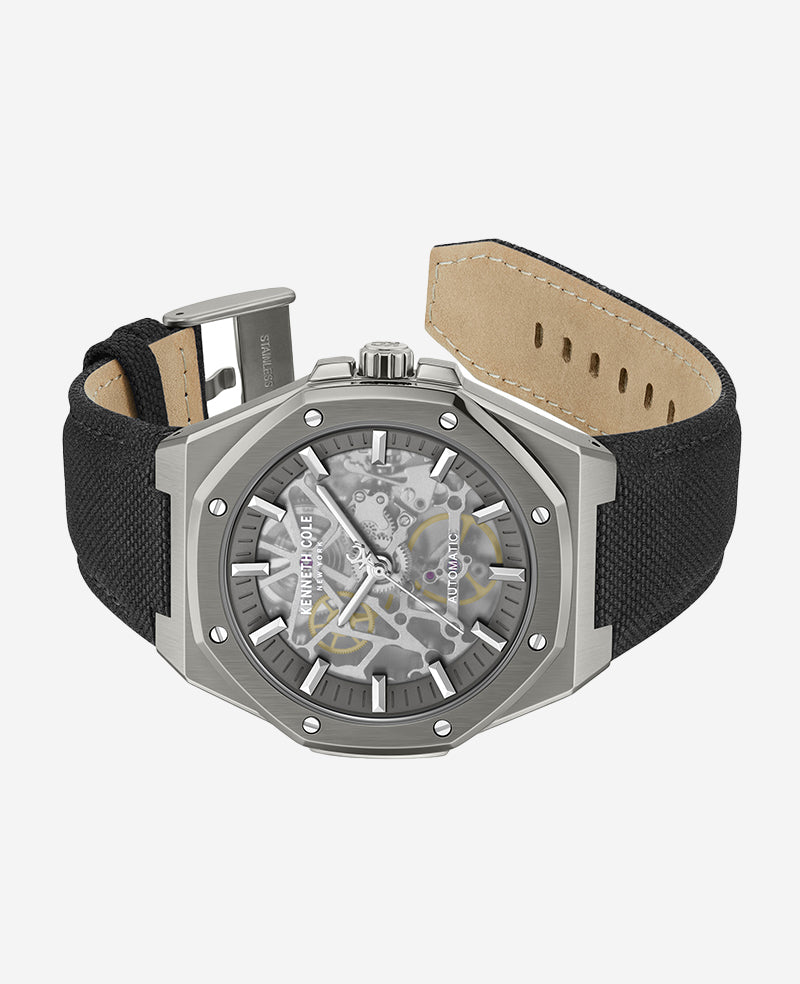 Skeleton Automatic Nylon Strap Watch | Kenneth Cole GUN