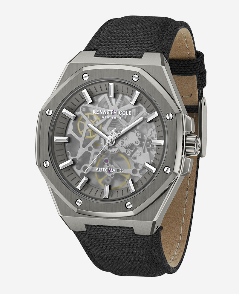 Skeleton Automatic Nylon Strap Watch | Kenneth Cole GUN