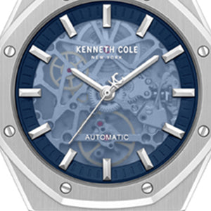 Skeleton Automatic Blue Dial Nylon Strap Watch | Kenneth Cole SILVER
