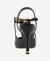 Romi Leather Hardware Ankle Slingback Heel | Kenneth Cole BLACK LEATHER