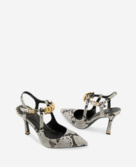 Romi Snake Print Hardware Ankle Slingback Heel | Kenneth Cole BLACK/WHITE SNAKE