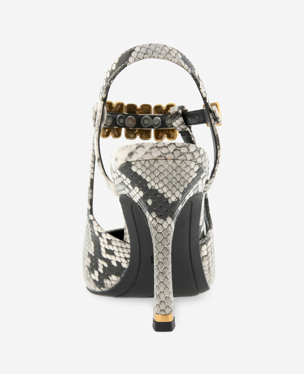 Romi Snake Print Hardware Ankle Slingback Heel | Kenneth Cole BLACK/WHITE SNAKE