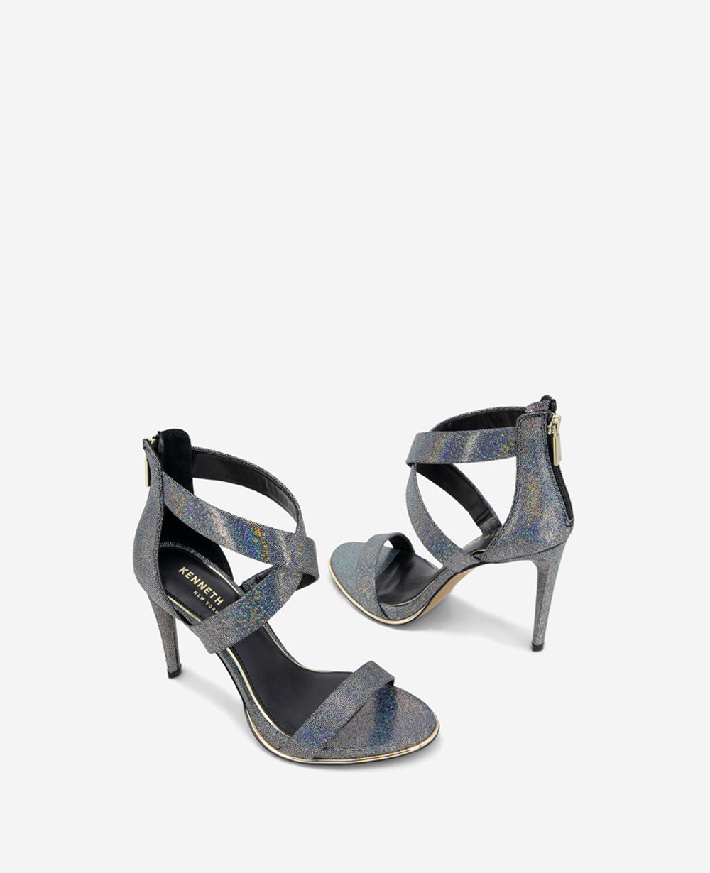 Brooke Cross Strap Heeled Sandal, Black Multi | Kenneth Cole | Kenneth Cole BLACK/MULTI MICRO