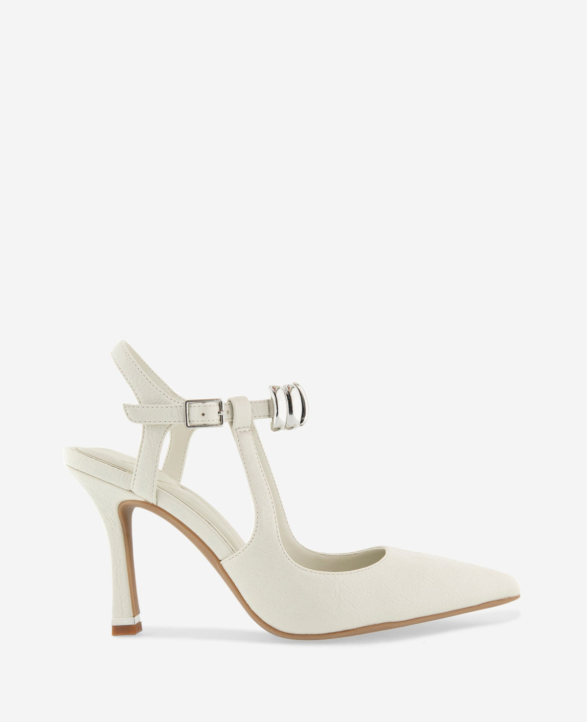 Romi Patent Hardware Ankle Slingback Heel | Kenneth Cole ECRU PATENT
