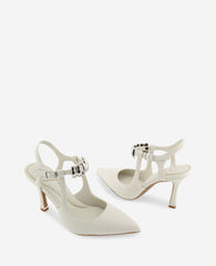 Romi Patent Hardware Ankle Slingback Heel | Kenneth Cole ECRU PATENT