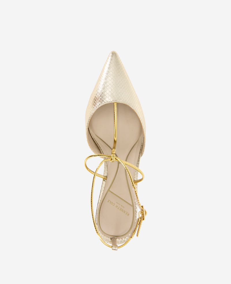 Umi Gold Snake T-Strap Metallic Heel Pump | Kenneth Cole | Kenneth Cole GOLD SNAKE