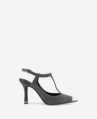 Shop Romi T-Strap Suede Heels, Grey Pointed Pumps | KC | Kenneth Cole CHARCOLE SUEDE