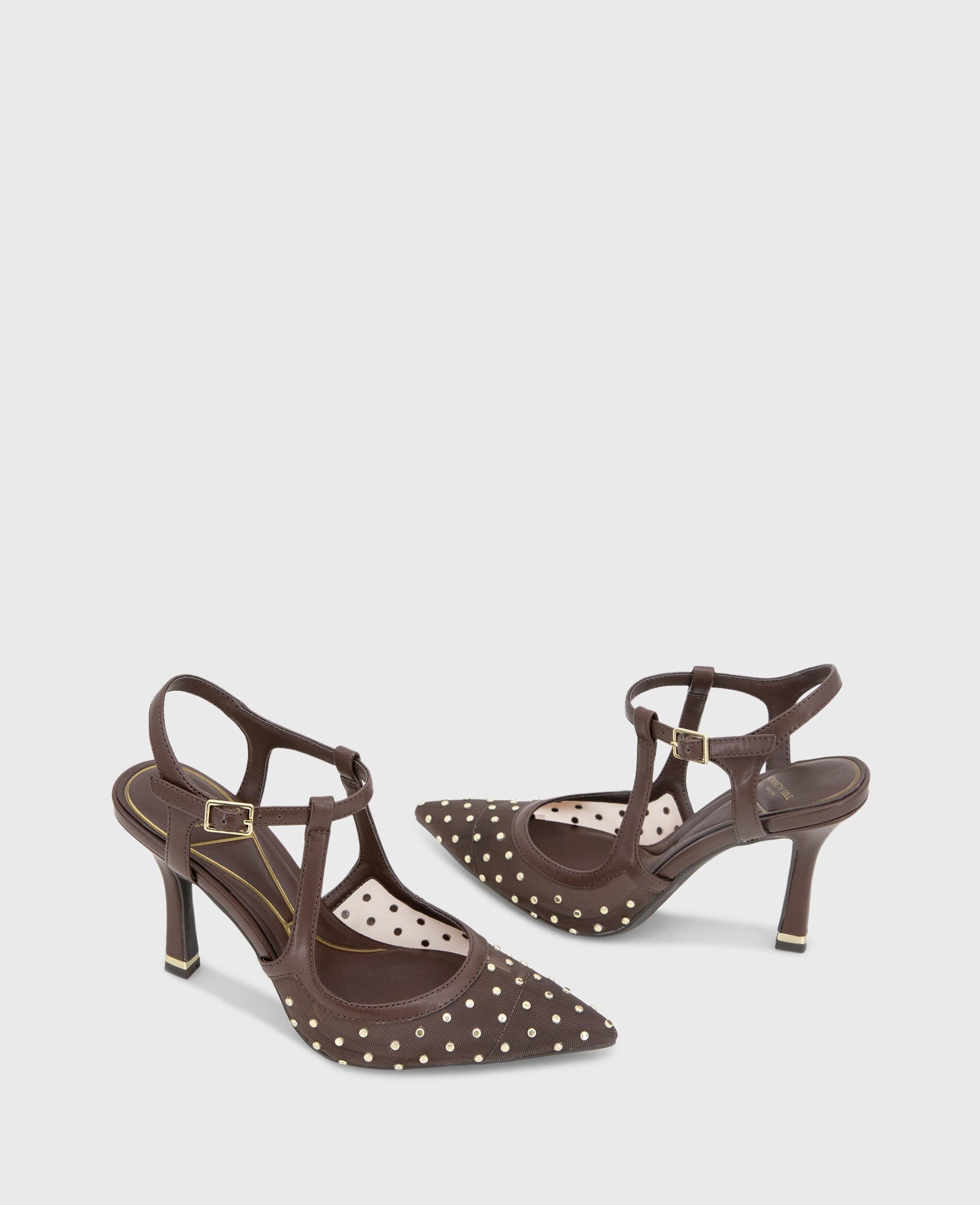 Shop Romi Brown Mesh Stud Slingback Heel | Kenneth Cole | Kenneth Cole BROWN MESH