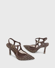 Shop Romi Brown Mesh Stud Slingback Heel | Kenneth Cole | Kenneth Cole BROWN MESH