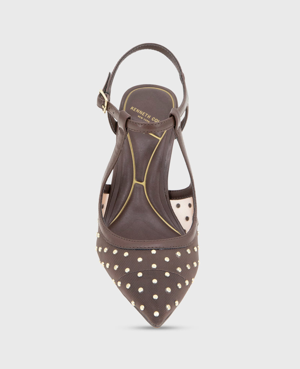 Shop Romi Brown Mesh Stud Slingback Heel | Kenneth Cole | Kenneth Cole BROWN MESH