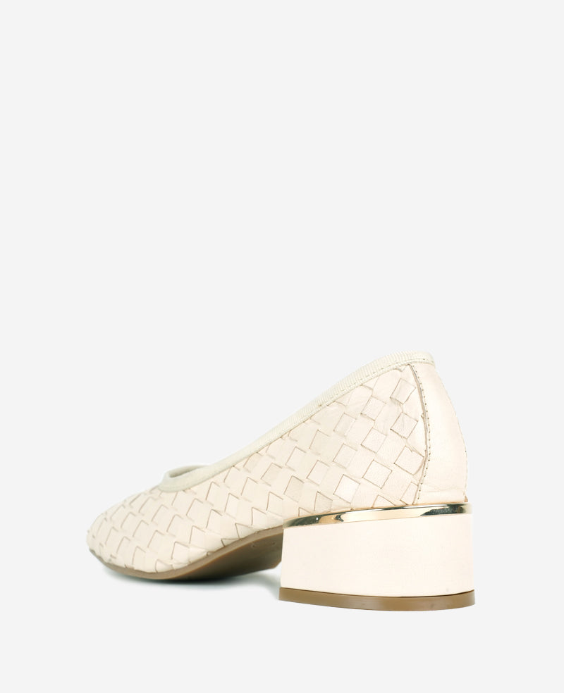 Birdie Ecru Woven Leather Pump – 1.5" Heel for Women | Kenneth Cole ECRU WOVEN LEATHER
