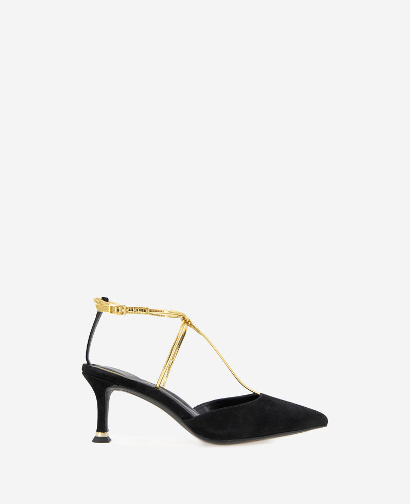 Shop Black Suede T-Strap Heel – Umi Pump | Kenneth Cole | Kenneth Cole BLACK SUEDE