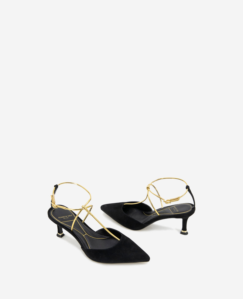 Shop Black Suede T-Strap Heel – Umi Pump | Kenneth Cole | Kenneth Cole BLACK SUEDE