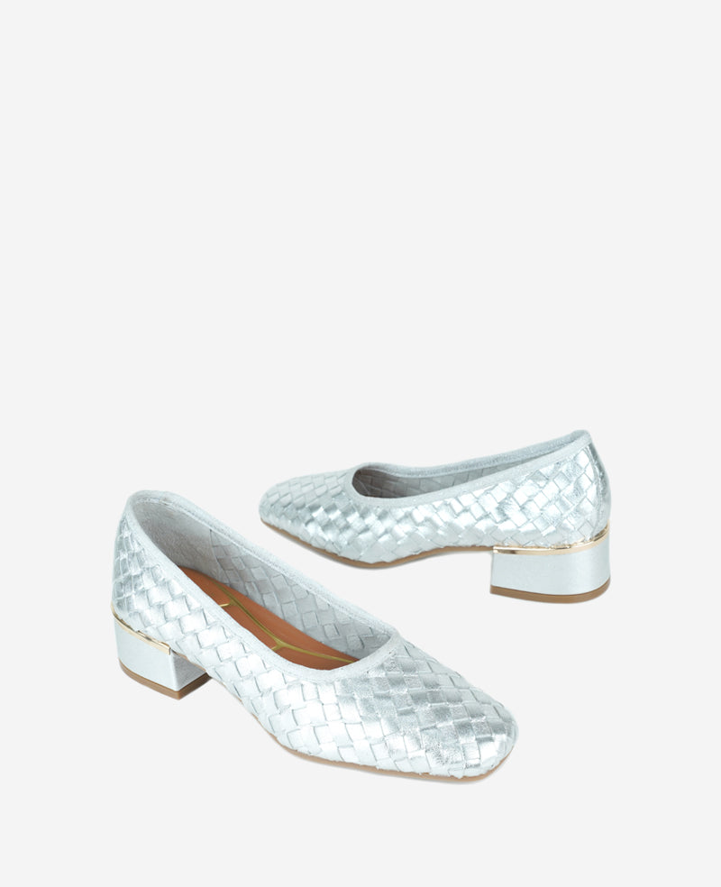Birdie Silver Woven Metallic Leather Pump | Kenneth Cole | Kenneth Cole SILVER WOVEN LEATHER
