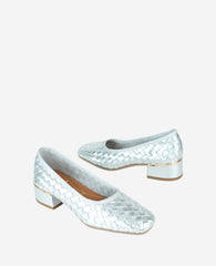 Birdie Silver Woven Metallic Leather Pump | Kenneth Cole | Kenneth Cole SILVER WOVEN LEATHER