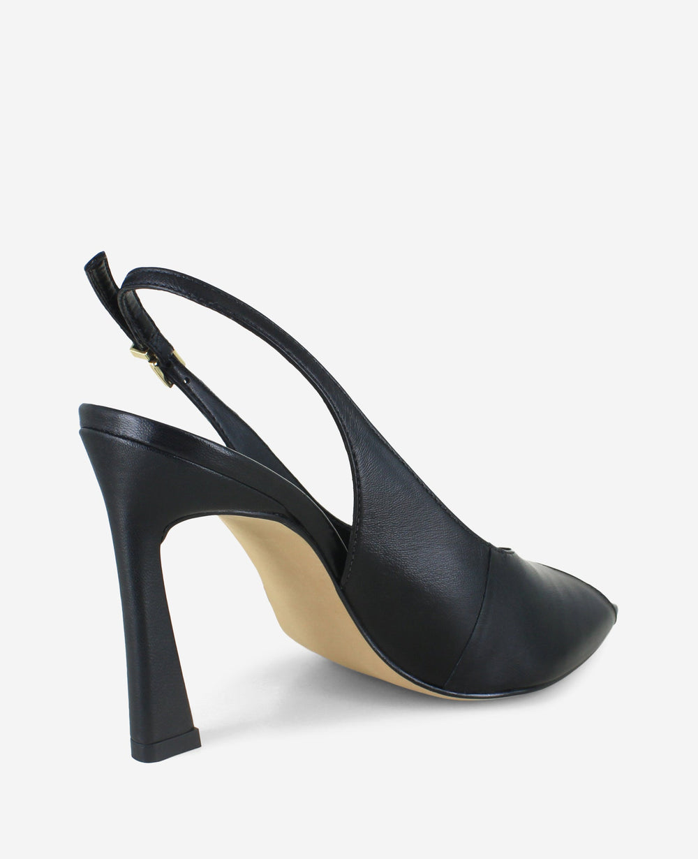 Priya Leather Peep Toe Slingback Heel | Kenneth Cole BLACK LEATHER
