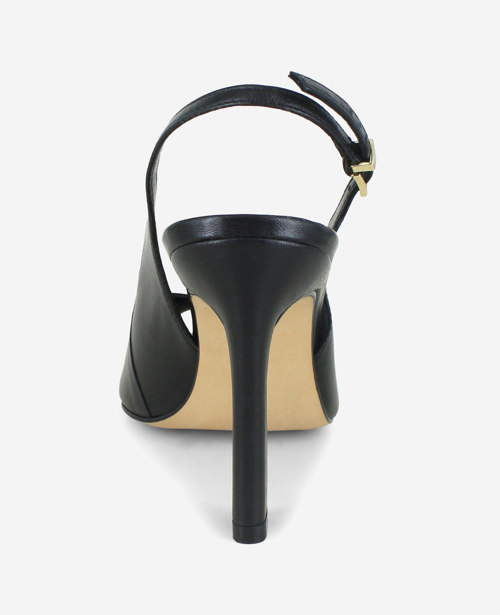 Priya Leather Peep Toe Slingback Heel | Kenneth Cole BLACK LEATHER
