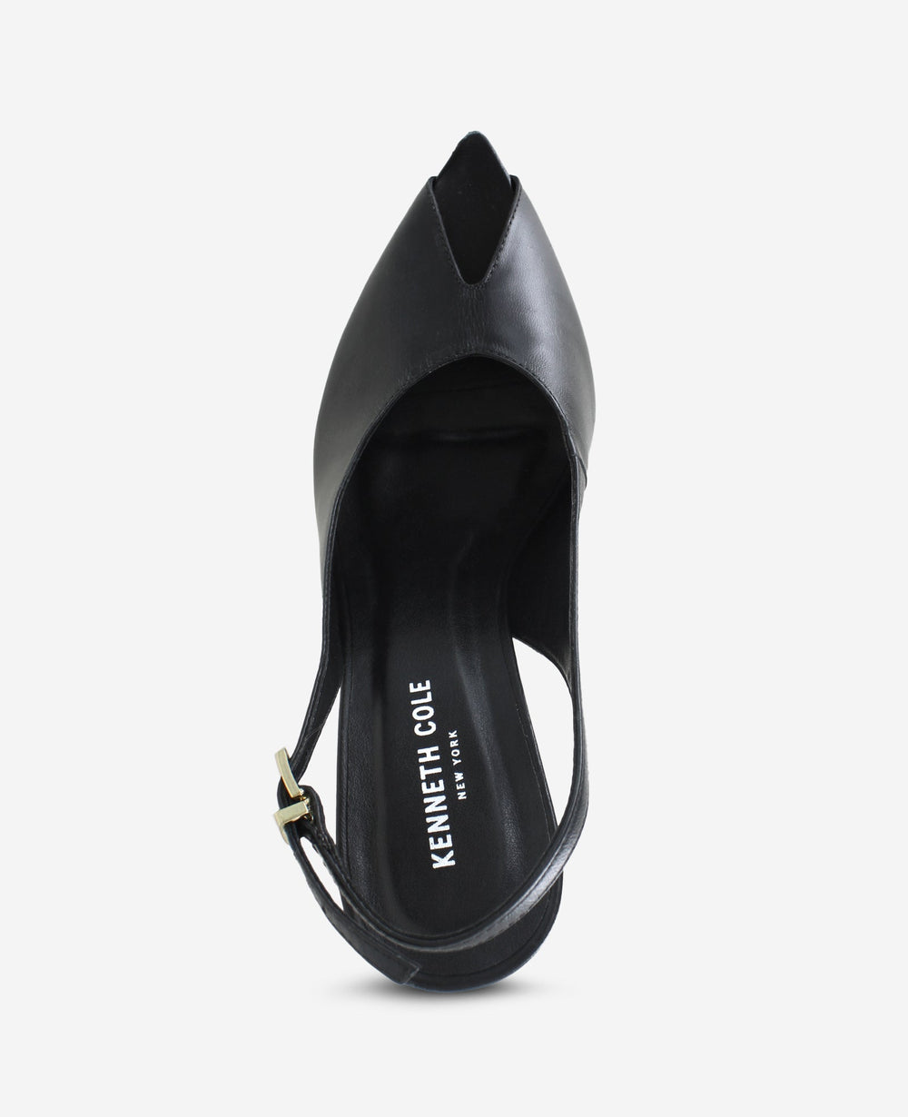 Priya Leather Peep Toe Slingback Heel | Kenneth Cole BLACK LEATHER