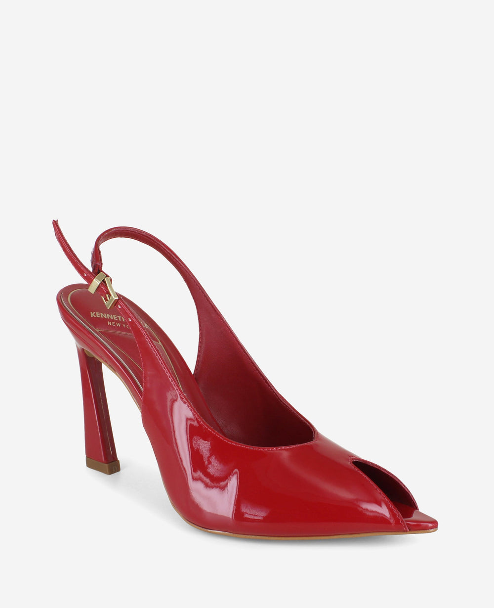 Priya Patent Peep-Toe Slingback Heel | Kenneth Cole RED PATENT