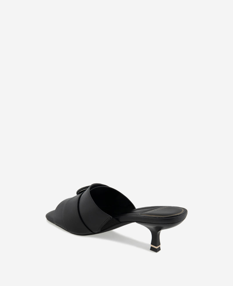 Shop Valentina Leather Kitten Heel Slide Sandal – Black | KC | Kenneth Cole BLACK LEATHER