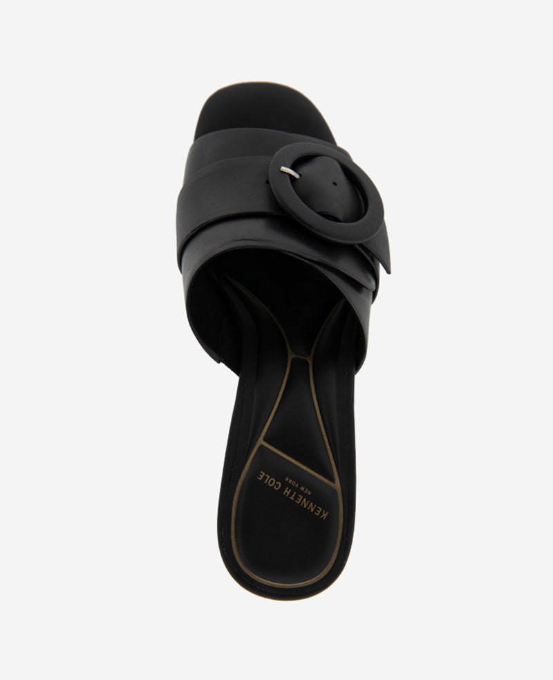 Shop Valentina Leather Kitten Heel Slide Sandal – Black | KC | Kenneth Cole BLACK LEATHER