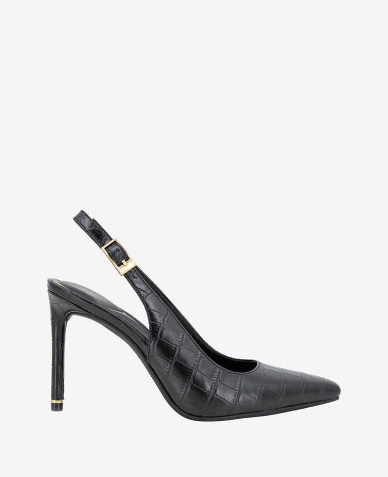 Quinnly Black Croco Slingback Stiletto Heel | Kenneth Cole | Kenneth Cole BLACK CROCO