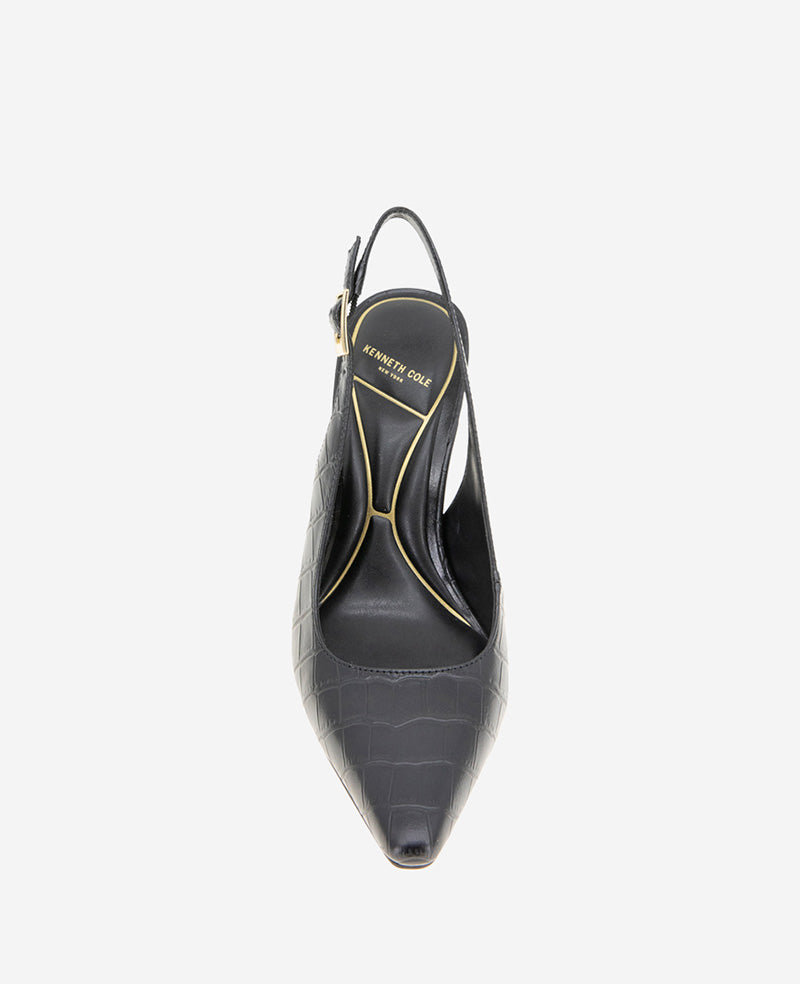 Quinnly Black Croco Slingback Stiletto Heel | Kenneth Cole | Kenneth Cole BLACK CROCO