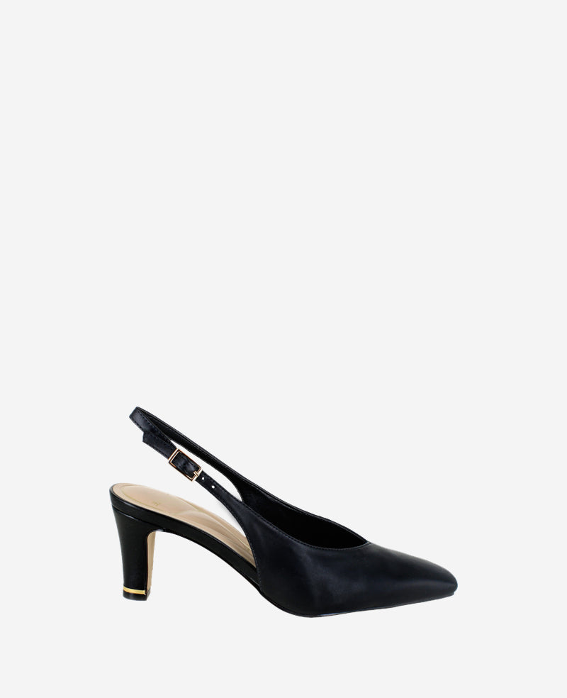Shop Meilani Leather Point Toe Slingback Heels | Kenneth Cole | Kenneth Cole BLACK LEATHER