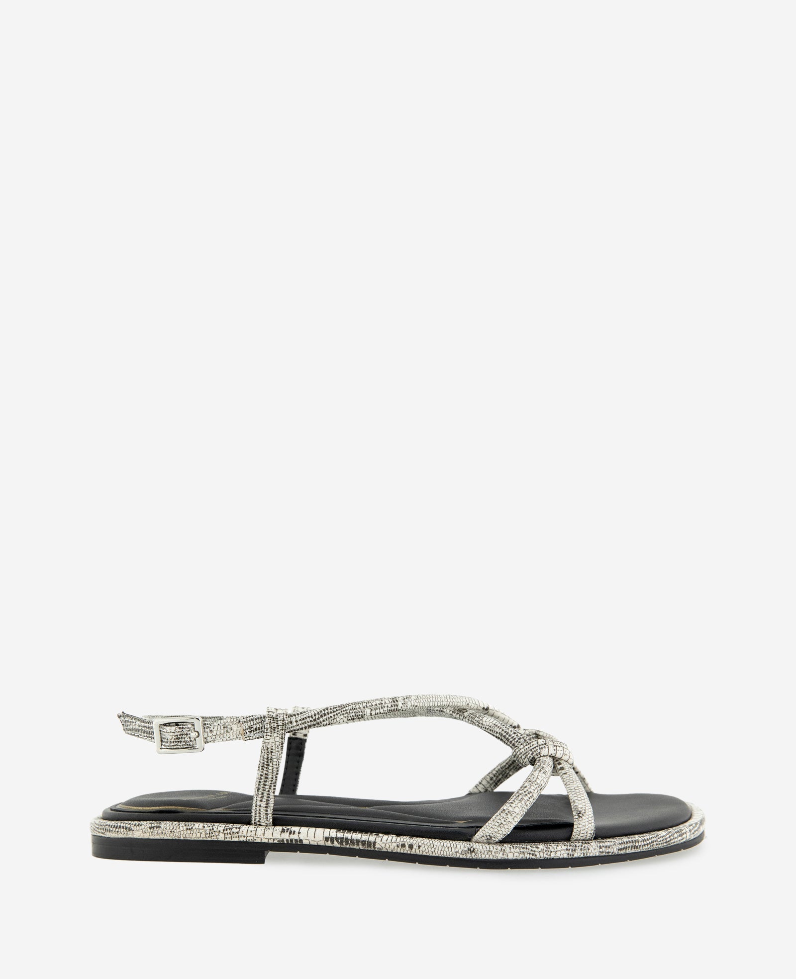 Paria Embossed Knot Detail Sandal | Kenneth Cole WHITE BLACK LIZARD