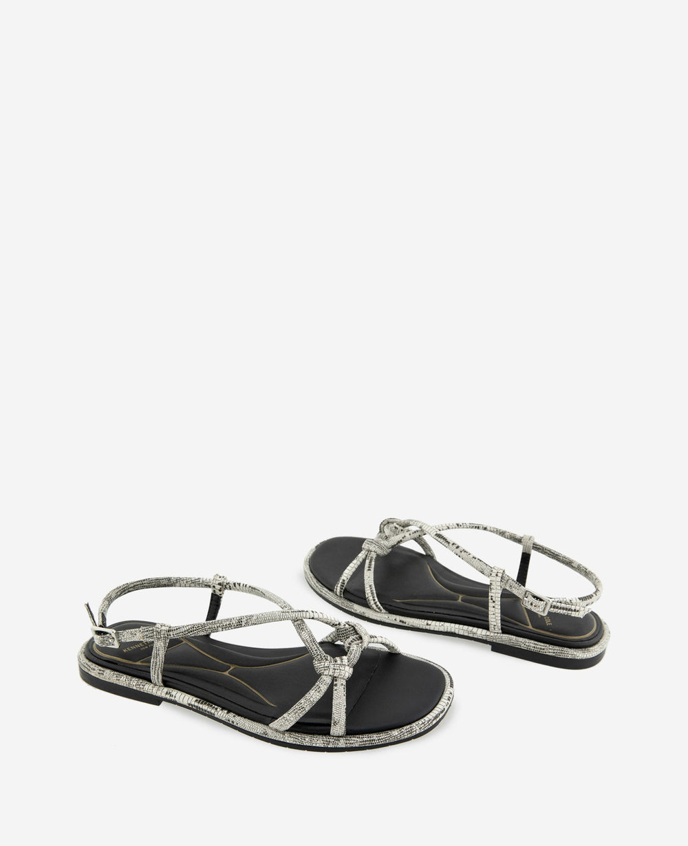 Paria Embossed Knot Detail Sandal | Kenneth Cole WHITE BLACK LIZARD