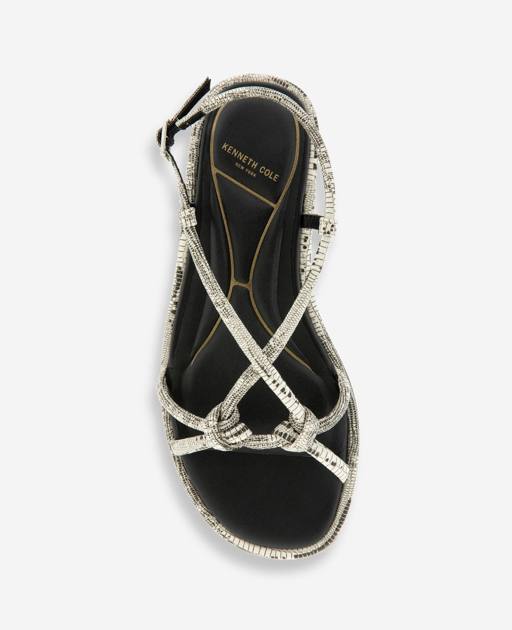 Paria Embossed Knot Detail Sandal | Kenneth Cole WHITE BLACK LIZARD