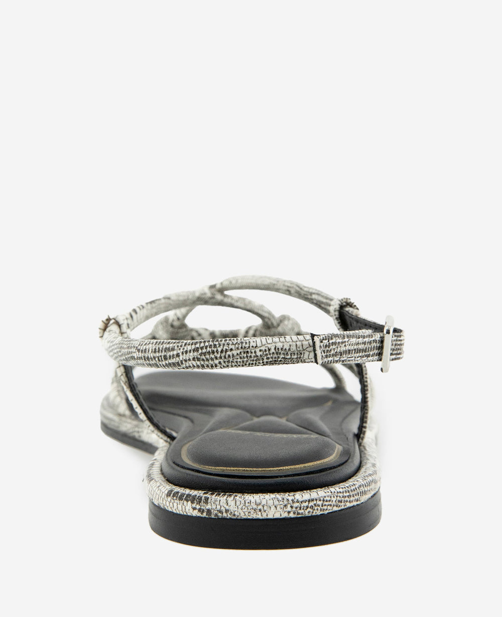 Paria Embossed Knot Detail Sandal | Kenneth Cole WHITE BLACK LIZARD