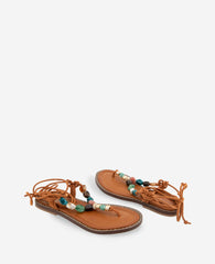 Santiago Suede Stone Embellished Wrap Around Sandal | Kenneth Cole PECAN