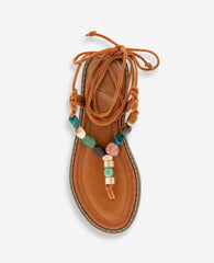 Santiago Suede Stone Embellished Wrap Around Sandal | Kenneth Cole PECAN