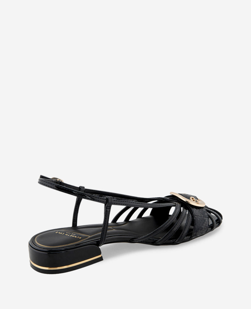 Farrah Black Patent Caged Buckle Sandal | Kenneth Cole | Kenneth Cole BLACK PATENT