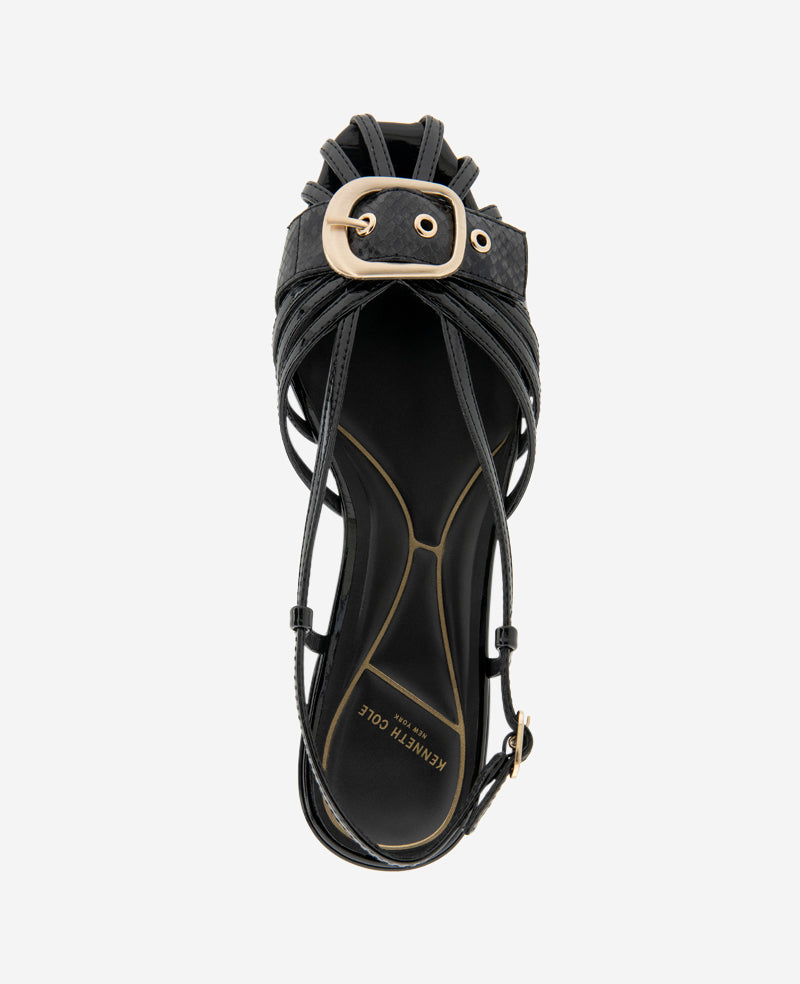 Farrah Black Patent Caged Buckle Sandal | Kenneth Cole | Kenneth Cole BLACK PATENT