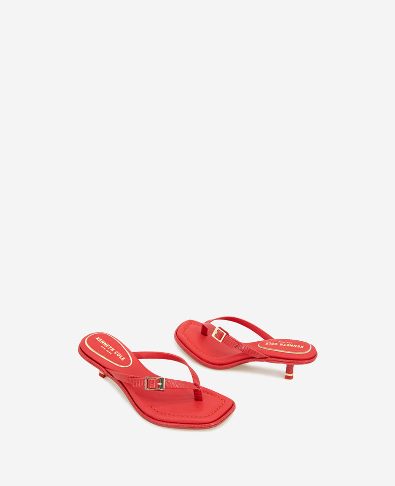 Gillie Red Lizard Kitten Heel Buckle Sandal | Kenneth Cole | Kenneth Cole RED LIZARD
