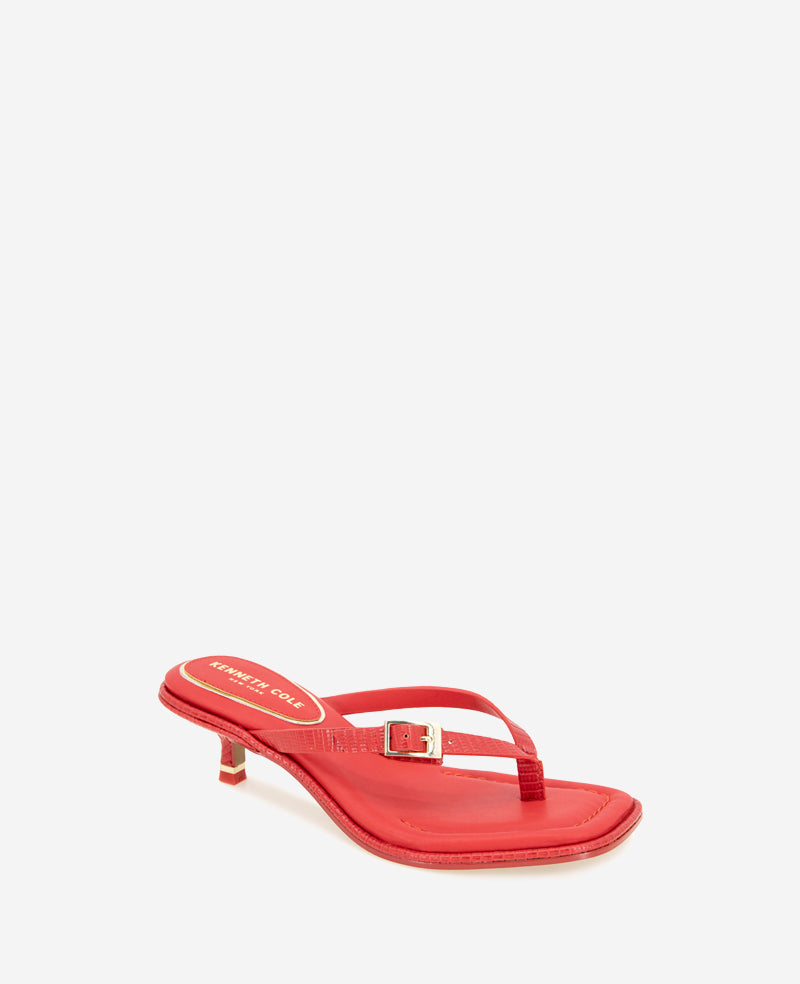 Gillie Red Lizard Kitten Heel Buckle Sandal | Kenneth Cole | Kenneth Cole RED LIZARD