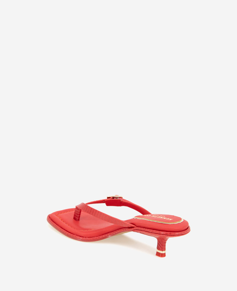 Gillie Red Lizard Kitten Heel Buckle Sandal | Kenneth Cole | Kenneth Cole RED LIZARD