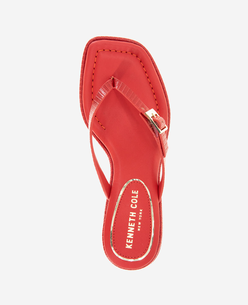 Gillie Red Lizard Kitten Heel Buckle Sandal | Kenneth Cole | Kenneth Cole RED LIZARD