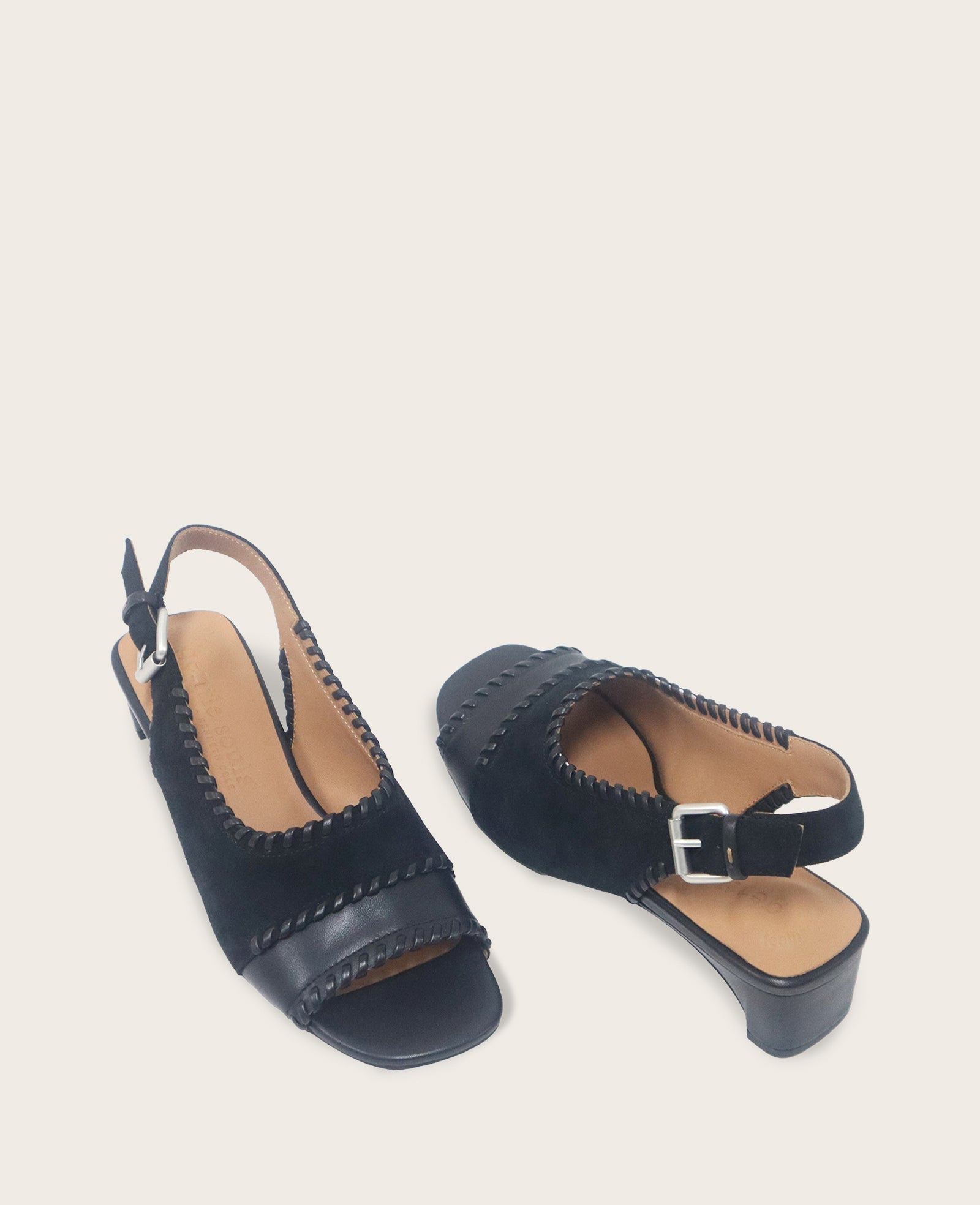 GENTLE SOULS - Samarra Suede Braided Detail Slingback Heel | Kenneth Cole BLACK SUEDE